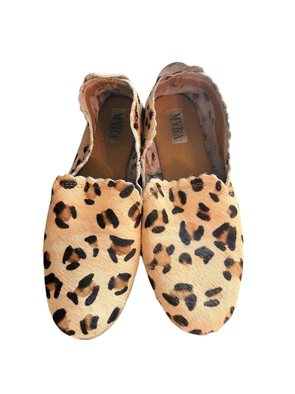 Myra Leopard Print Calf Hair Slip On Flats Size 7